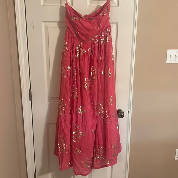 l Gorgeous pink and gold strapless dress by Free Peop - Picture 1 of 4
